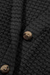 Waffle Knit Button Notched Neck Textured Long Sleeve Top