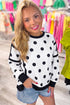 Polka Dot Patchwork Round Neck Baggy Sweatshirt