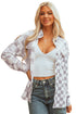 Checkered Print Flap Pocket Button Front Shacket