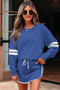 Varsity Stripe Contrast Trim Pullover Skort Two Piece Dress