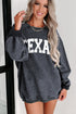 Distressed Texas Graphic Corded Oversized Crewneck Sweatshirt
