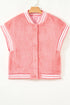 Varsity Striped Trim Patchwork Sherpa Fleece Vest