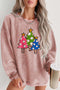 Corded Knit Tree Graphic Oversized Pullover Sweatshirt