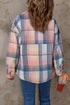 Casual Plaid Print Flap Pocket Button Down Shacket