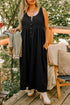 Solid Sleeveless Button Front Loose H Line Jumpsuit