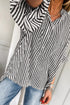 Striped Pattern Half Sleeve Button Up Blouse