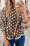 Polka Dot Zip Up Long Sleeve Jacket