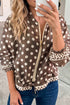 Polka Dot Zip Up Long Sleeve Jacket