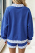 Polka Dot Trim Baggy Pullover Two Piece Short Set
