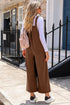 Polyester Corduroy Wide Leg Bib Overalls Jumpsuit