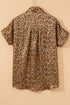 Metallic Leopard Print Dolman Sleeve Button Down Shirt