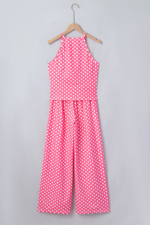 Polka Dot Print Slim Tank And Loose Pant Set