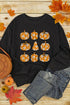 Graphic Floral Pumpkin Crew Neck Pullover Sweatshirt