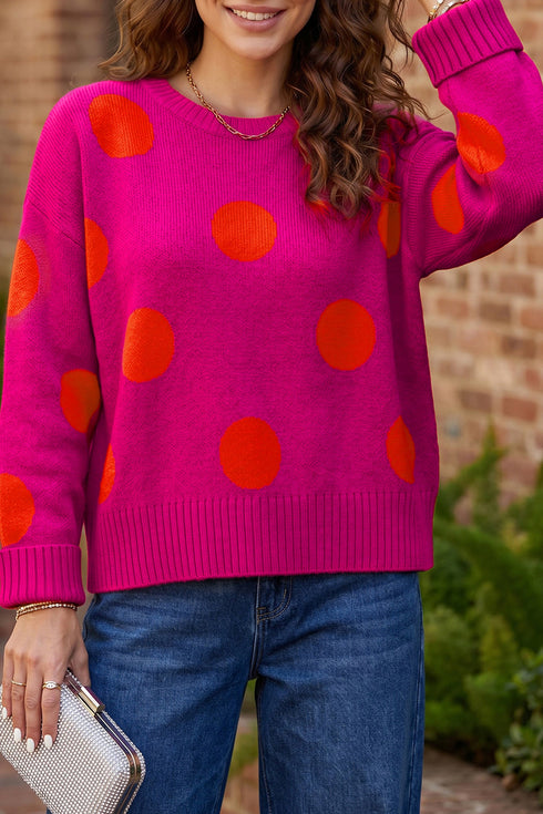 Viscose Polyester Playful Polka Dot Pattern Sweater