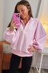 Polka Dot Print Metal Button Collar Pullover Sweatshirt