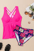 Empire Waist V Neck Flounce Hem Swim Tankini Top