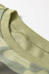Camouflage Waffle Knit Raw Edge Trim Oversized Long Sleeve Top