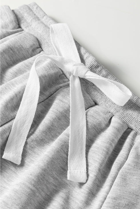 Lace Patchwork Drop Shoulder Drawstring Two Piece Dresses