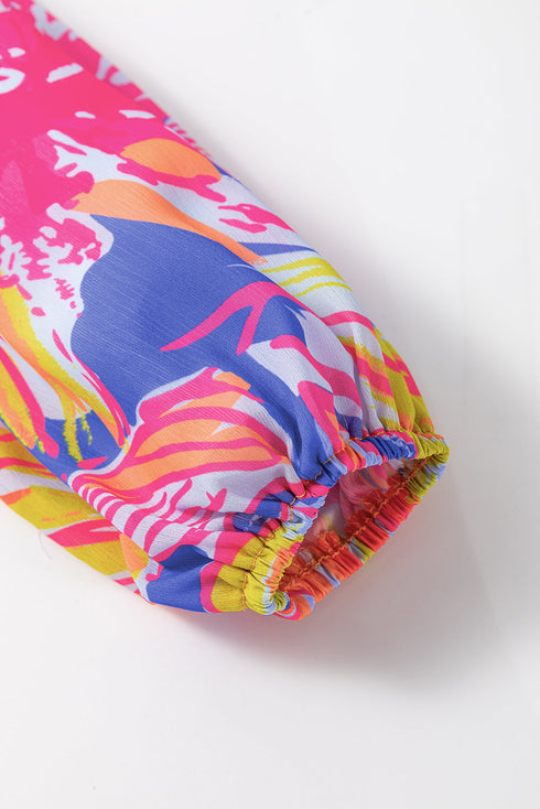 Bold Abstract Graffiti Print Button Down Shirt Romper