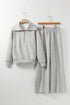 Zip Sailor Collar Pullover Seam Detail Athleisure Pant Set