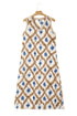 Bohemian Abstract Print V Neck Sleeveless Maxi Dress