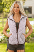 Stripe Print Contrast Trim Quilted Snap Button Vest