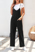 Solid Casual Adjustable Spaghetti Strap Straight Leg Jumpsuit