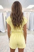 Half Zip Polo Collar Elastic Waist Casual Romper