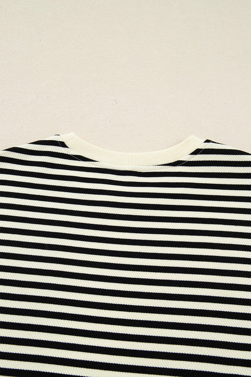 Textured Stripe Drop Shoulder Skort Two Piece Dress