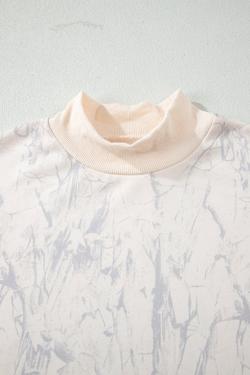 Camo Print Mock Neck Jogger Pant Set