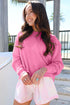 Backless Round Neck Drop Shoulder Long Sleeve Pullover Sweater