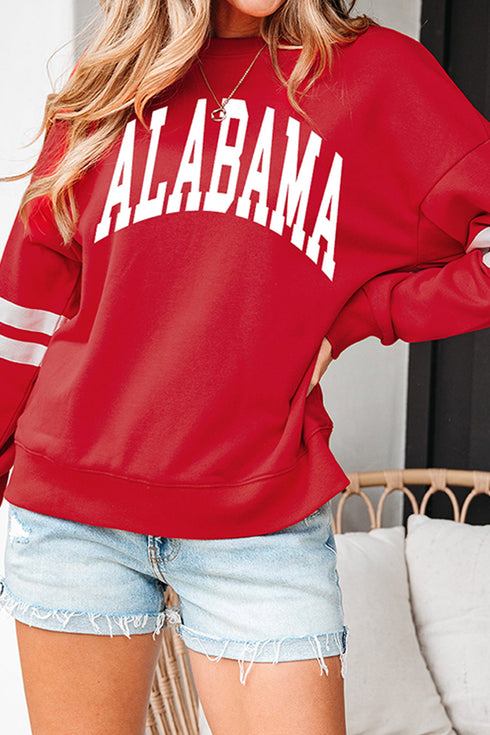 Polyester Cotton Alabama Letter Print Graphic Sweatshirt