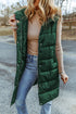 Exclusive Solid Long Quilted Hooded Puffer Vest