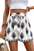 Bohemian Paisley Geometric Print Belted High Waist Casual Shorts