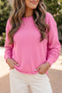 Backless Round Neck Drop Shoulder Long Sleeve Pullover Sweater