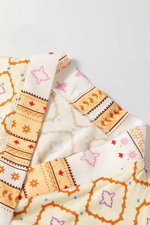 Bohemian Geometric Print Open Front Duster Kimono