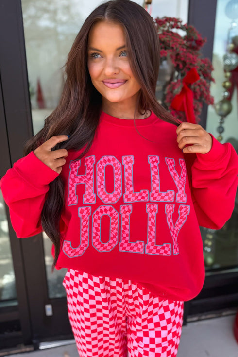 Slogan Graphic Plaid Two Piece Pant Set