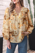 All Over Paisley Decorative Binding V Neck Shift Blouse