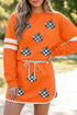 Rhinestone Pumpkin Print Long Sleeve Shift Skirt Set