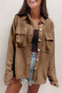 Casual Textured Corduroy Long Sleeve Button Down Jacket