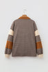 Striped Textured Collar V Neck Long Sleeve Pullover Top