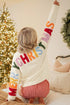 Slogan V Neck Button Front Embroidered Knit Cardigan
