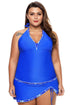 Empire Waist Halter V Neck Skirted Tankini Set