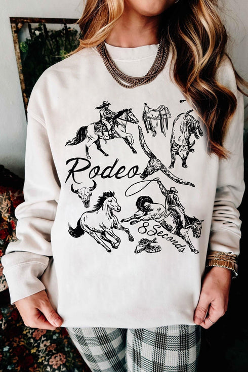 Rodeo 8 Seconds Western Print Graphic Sweatshirt