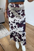Abstract Print Western Long Metal Zip Up Waist Skirt