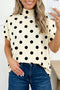 Vintage Inspired Polka Dot Mock Neck Dolman Top
