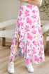 Bohemian Floral Print High Waist Ruffle Split Maxi Skirt