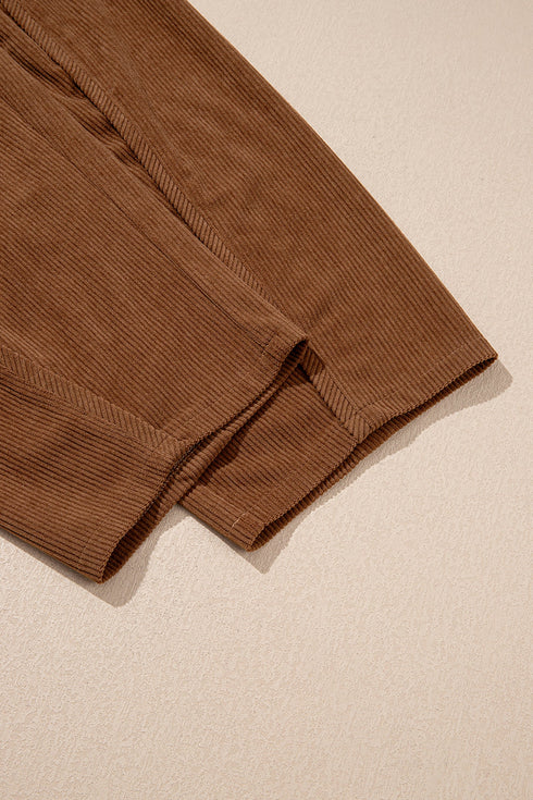 Polyester Corduroy Elastic Waist Drawstring Cargo Pants