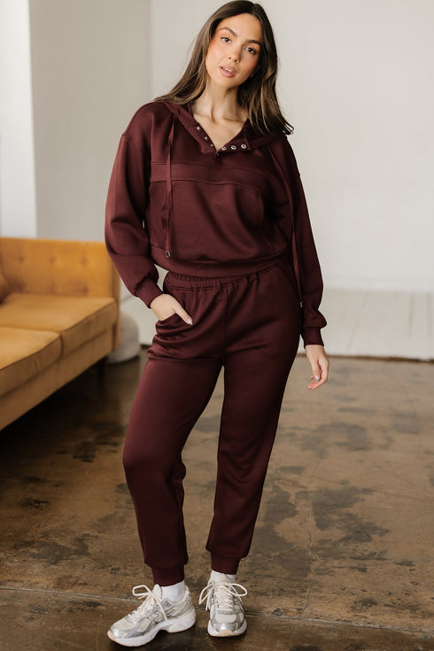 Active Solid Cropped Hoodie Drawstring Jogger Pant Set