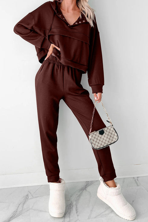 Active Solid Cropped Hoodie Drawstring Jogger Pant Set
